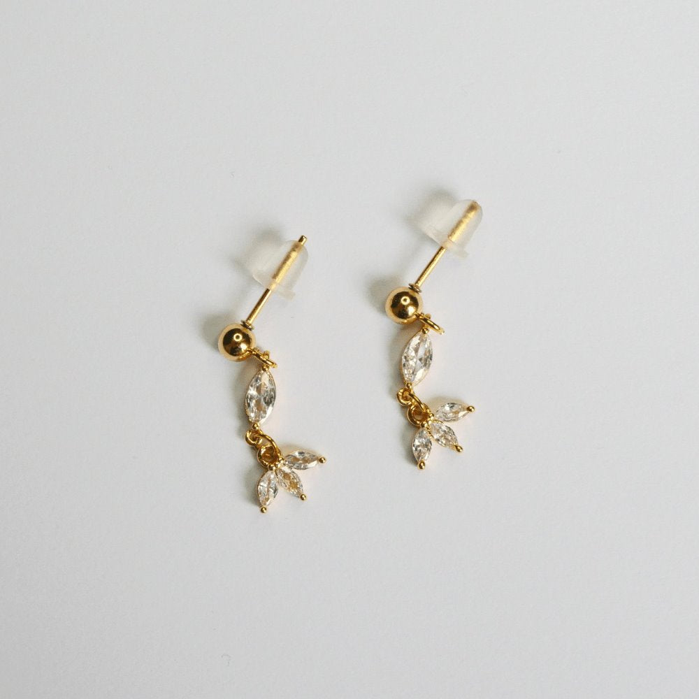 Boucles d'oreilles en acier inoxydable doré clou et pendentif en oxyde de zirconium