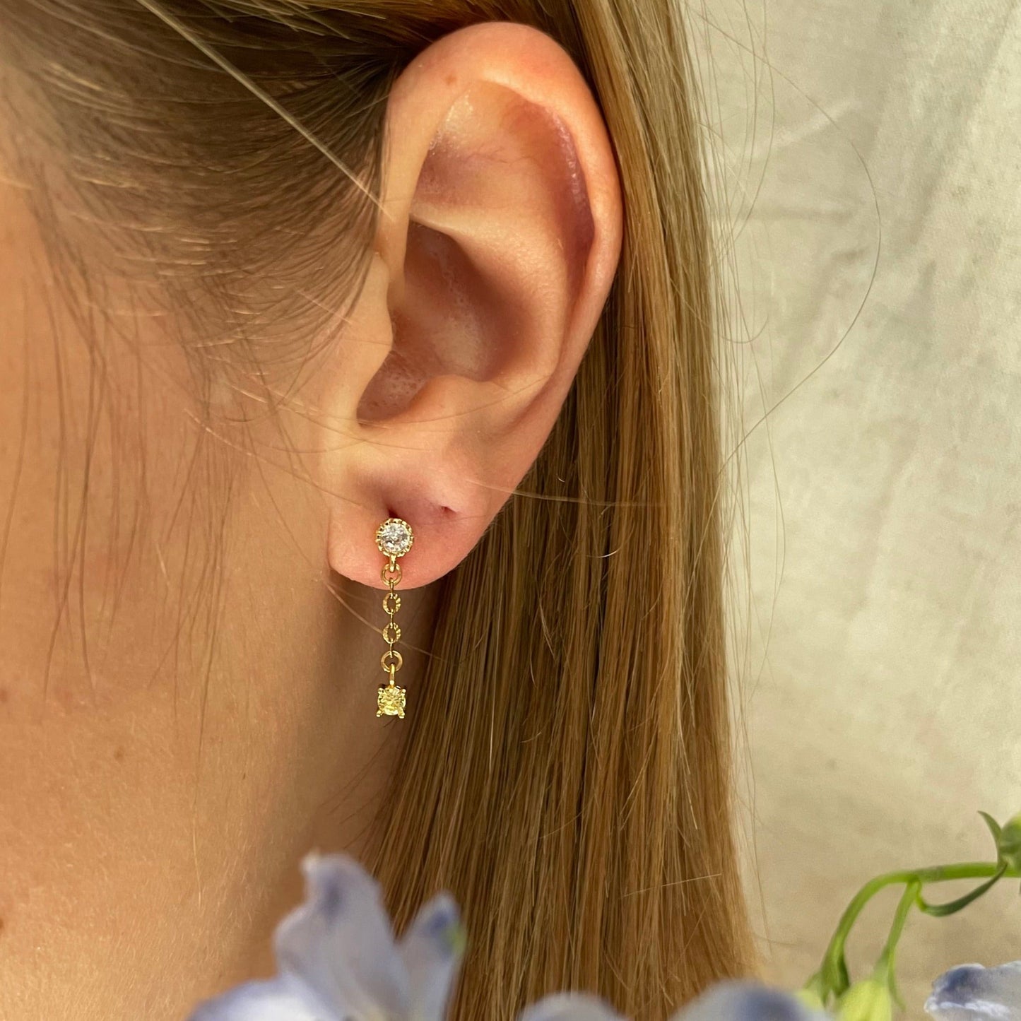 Boucles d’oreilles pendantes oxyde de zirconium jaune