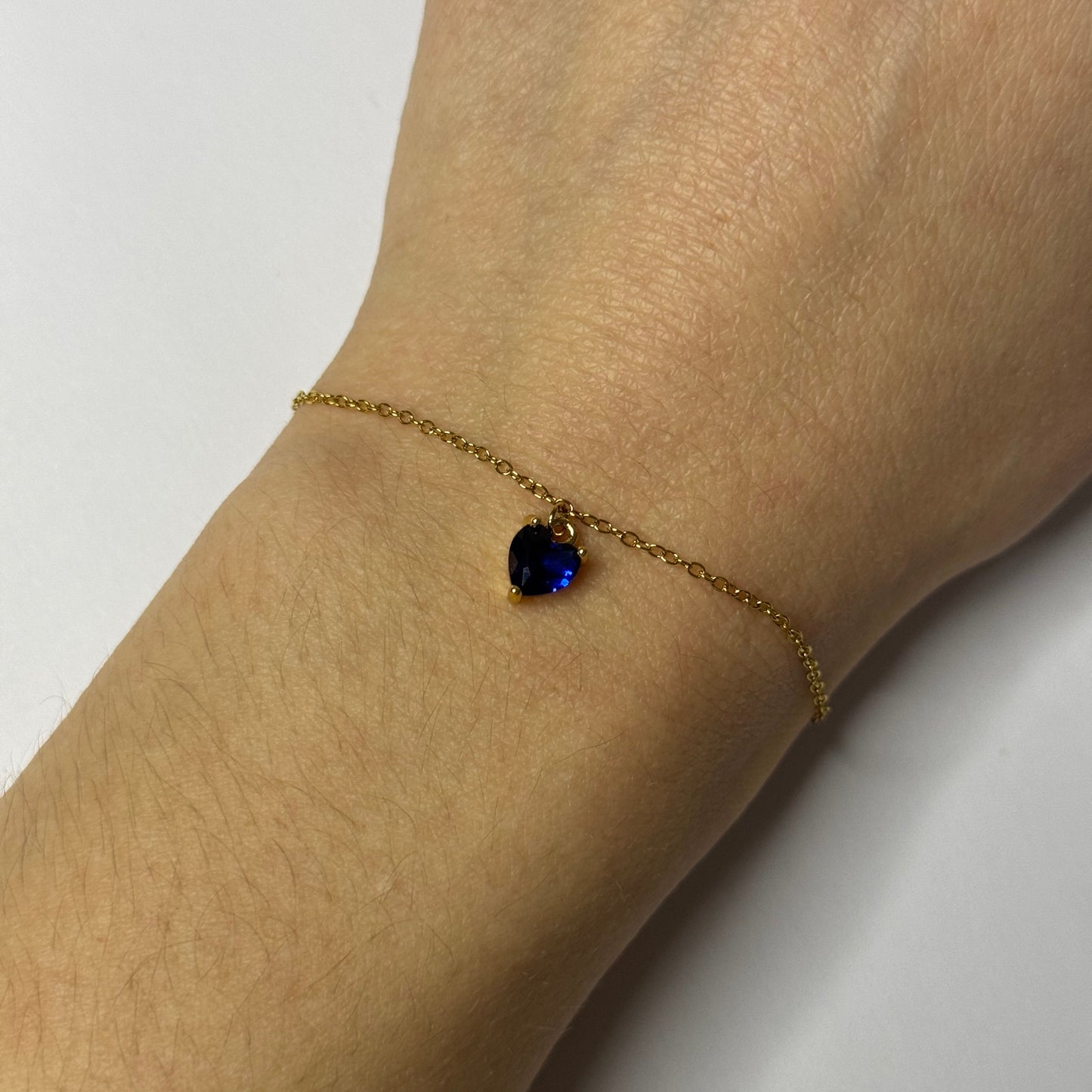Bracelet acier inoxydable doré pendentif coeur bleu foncé bracelet saint valentin bracelet romantique