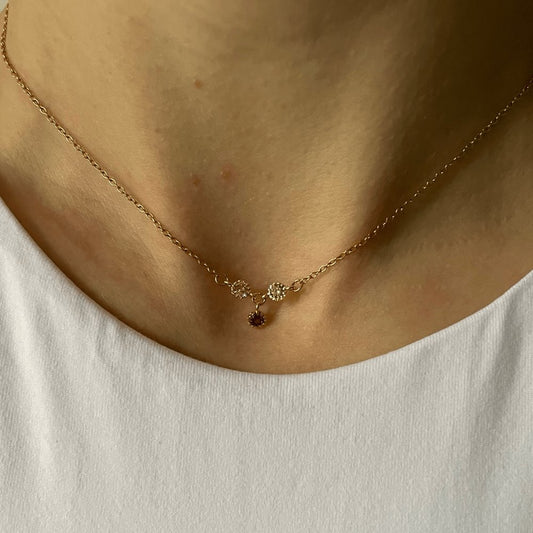 ras de cou dore acier inoxydable pendentif minimaliste connecteurs pêche rouge rubis oxyde de zirconium