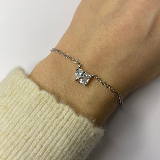 Bracelet argente connecteur triangle rectangle acier inoxydable