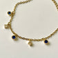 Bracelet doré acier inoxydable pendentifs strass zircons losange bleu lapis