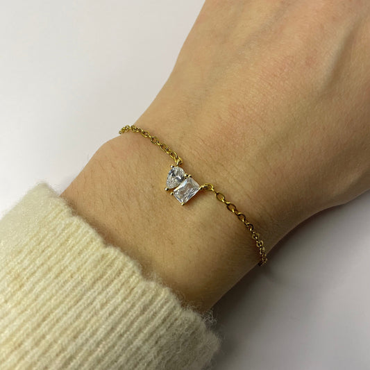 Bracelet dore connecteur triangle rectangle acier inoxydable